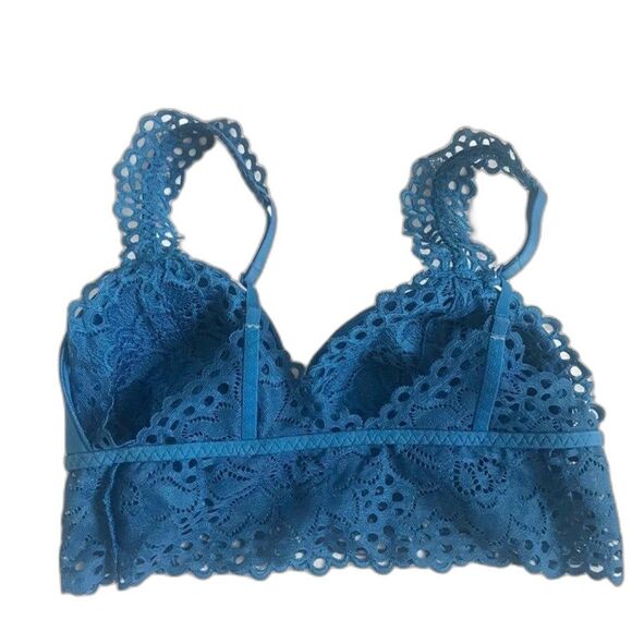 Aerie Lace Bralette SZ Small Blue Adjustable Straps Padded Coquette Feminine EUC - Picture 8 of 10